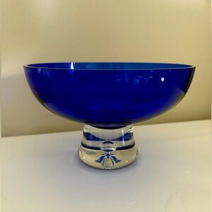 Block Crystal Stockholm Cobalt Blue Pedestal bowl - Poland-Vintage